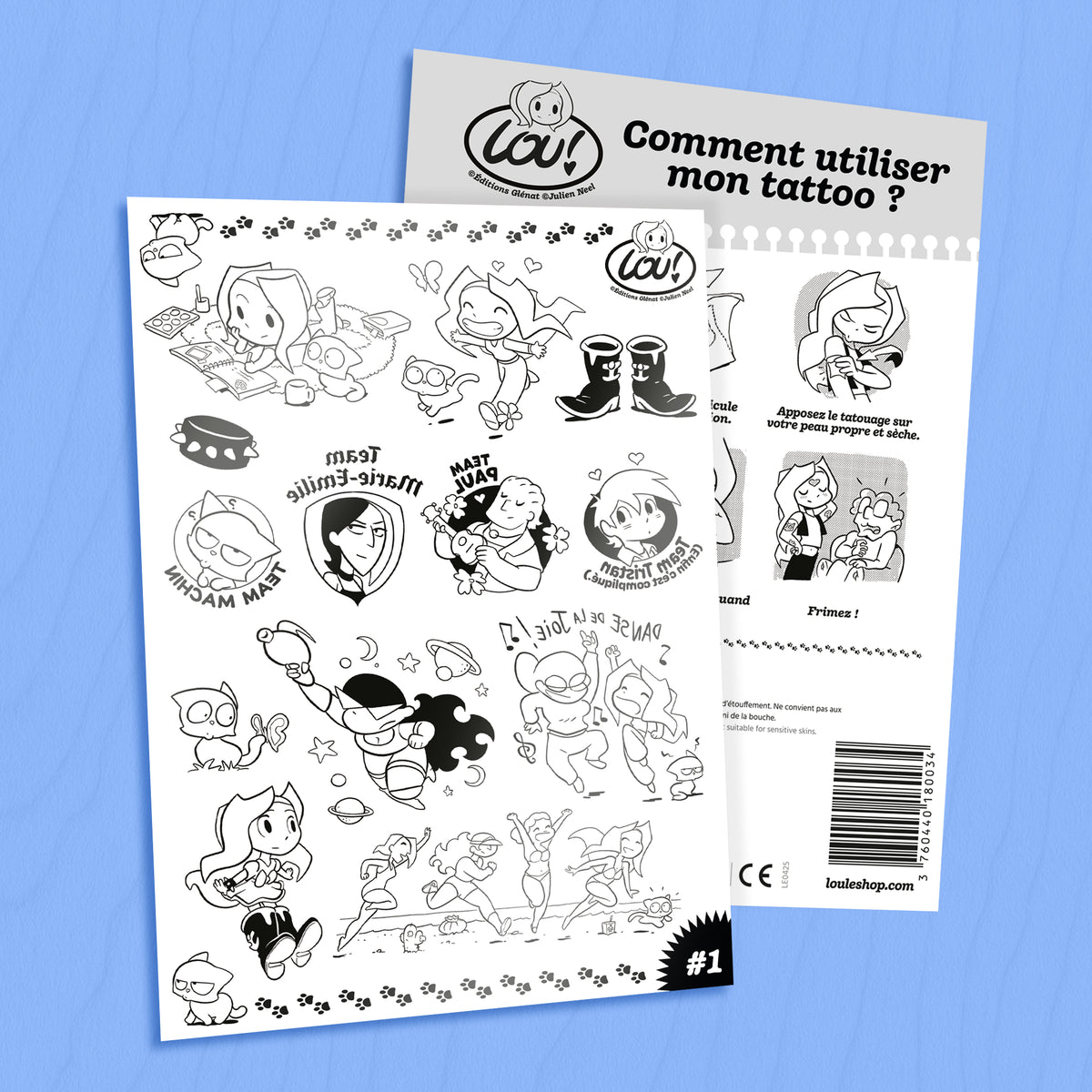 Planche de tatouages éphémères #1 - enfance Lou !