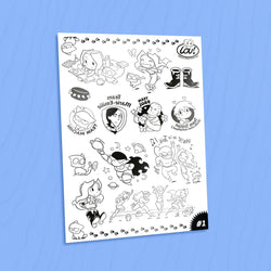 Planche de tatouages éphémères #1 - enfance Lou !